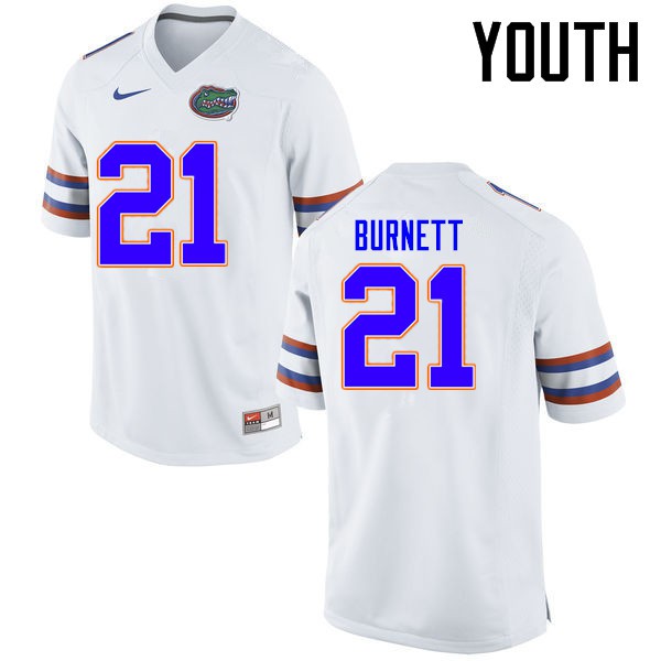 Florida Gators Youth #21 McArthur Burnett College Football Jersey White